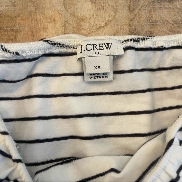 J. Crew Black and White Striped Off the Shoulder Ruffled Bodysuit - Picture 4 of 10